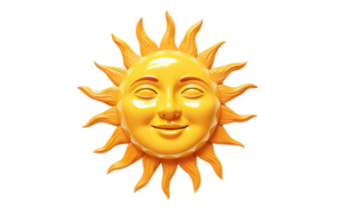Welcome a New Beginning with the Golden Glow of a Sun Face on a White or Clear Surface PNG Transparent Background.