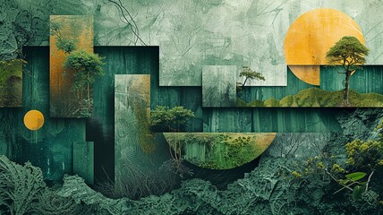 Sustainable Forest Landscape Art Collage

