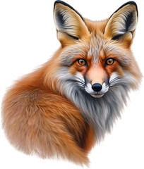 Red Fox, Close-up colored-pencil sketch of Red Fox, Vulpes vulpes.
