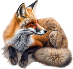 Obraz premium Red Fox, Close-up colored-pencil sketch of Red Fox, Vulpes vulpes.