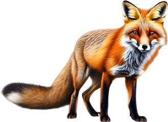 Obraz premium Red Fox, Close-up colored-pencil sketch of Red Fox, Vulpes vulpes.