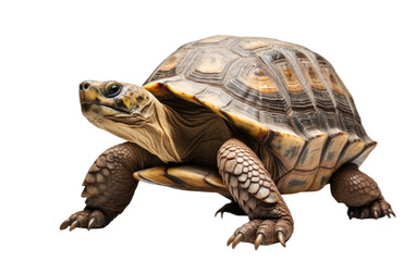 Obraz premium Calmness and Wisdom Embodied by a Giant Slow Walking Turtle on a White or Clear Surface PNG Transparent Background.