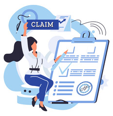 Claim application vector illustration. Business owners often deal with complex financial forms Completing application form is critical step in applying for loan The legal contract is binding agreement