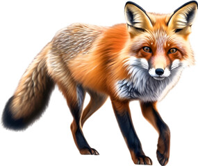 Red Fox, Close-up colored-pencil sketch of Red Fox, Vulpes vulpes.