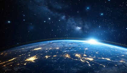 Obraz premium Amazing beautiful blue planet Earth with bright colours shining. Vertical