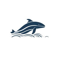 Fototapeta premium Simple graphic logo of dolphin on white background