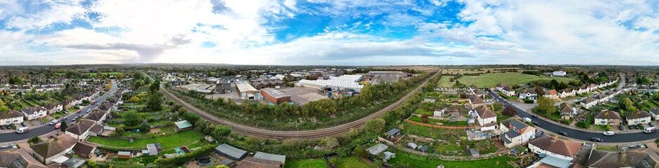 Ultra Wide Panoramic View of Hitchin, Hertfordshire, England. United Kingdom. October 28th, 2023