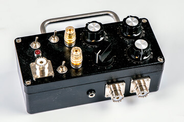 Radio electronic module on a white background close-up