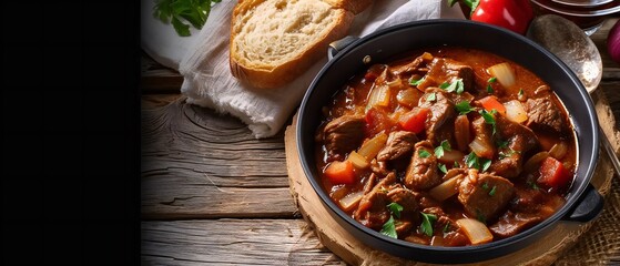 Classic beef goulash with vegetables.