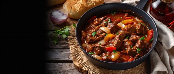 Classic beef goulash with vegetables.