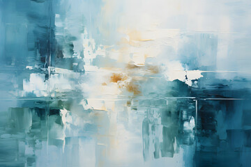 Cool blue abstract painting resembling icy reflections. Abstract Arctic Reflections in Blue Hues