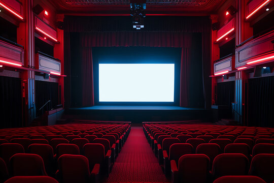 Empty Theater With Central Big Screen