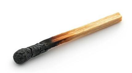 burnt match on a white background