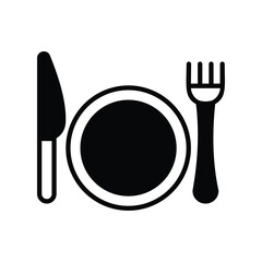 plate and fork icon with white background vector stock illustration