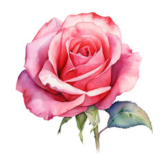 Isolated illustration of pink rose flower. Created with Generative AI