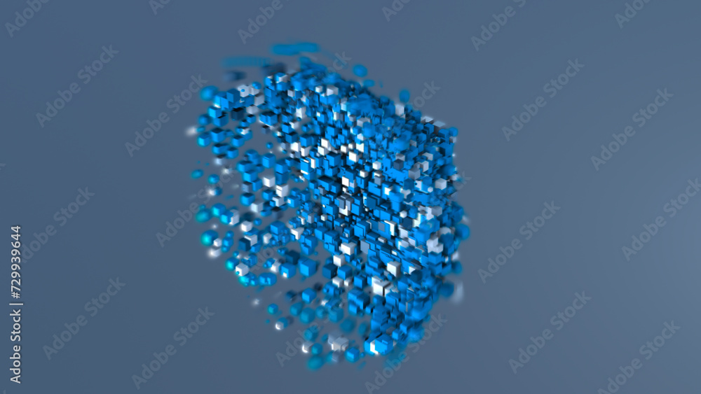 Aufkleber abstract colored blocks. blue abstract cubes of different sizes. abstract 3d cubes on a blue backgro