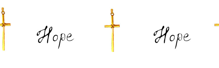 Watercolor hand drawn illustration thanksgiving to the Lord,cross border.Christian. Decorative border for the background of Christian publications, the design of banners, cards, sites