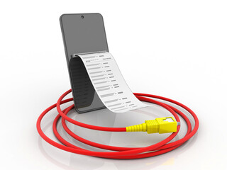 3d rendering aux cable in mobile phone
