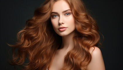 Fototapeta premium Beauty portrait of a girl with long hair, natural beauty concept, hair health