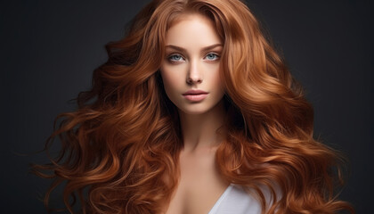 Obraz premium Beauty portrait of a girl with long wavy hair