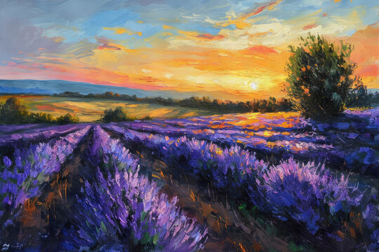 Lavender fields landscape