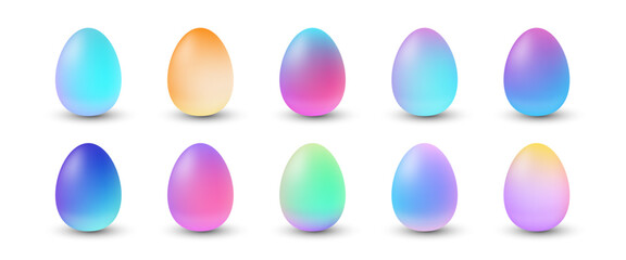 Cute gradient color easter eggs collection.  - obrazy, fototapety, plakaty