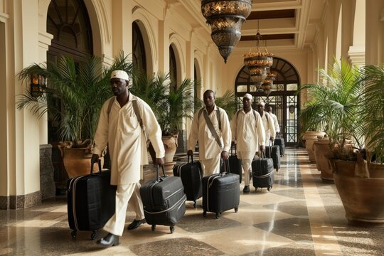 porters help guests carry their luggage