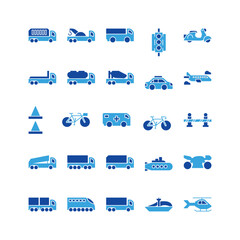 Transportation icon set. glyph icon collection. Containing icons.