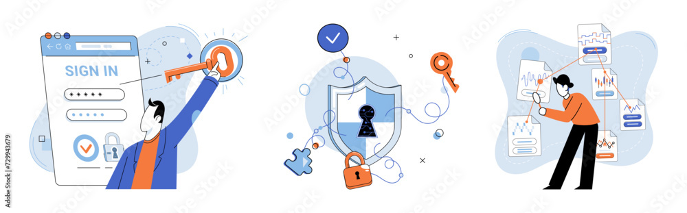 Aufkleber personal data protection vector illustration. personal data protection focuses on secure handling an