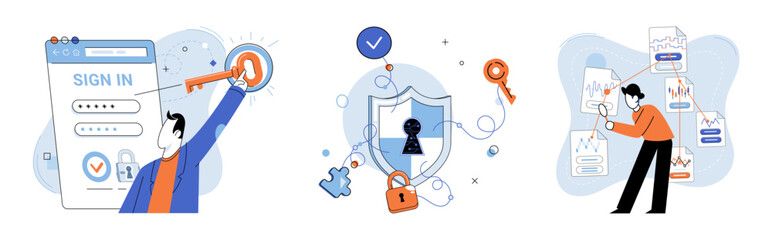 Personal data protection vector illustration. Personal data protection focuses on secure handling and storage information Network security measures are crucial for protecting personal data