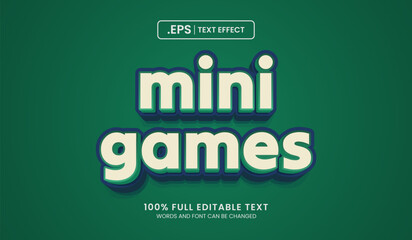 Design editable text effect, mini games 3d concept vector illustration