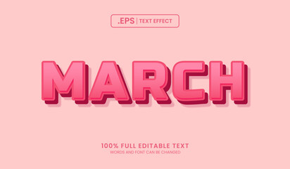 Design editable text effect, march text vector illustration
