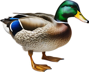 Obraz premium Mallard, Close-up colored-pencil sketch of Mallard, Anas platyrhynchos.