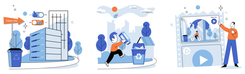 Waste disposal. Vector illustration. Waste disposal is resource-intensive process, highlighting importance optimizing resource use By embracing innovative technologies and sustainable practices