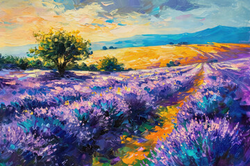Lavender fields landscape - 729944442