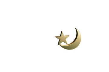 Obraz na płótnie Canvas illustration of Crescent moon with star, Isolated on transparent PNG background, Generative ai