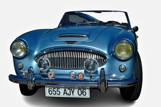 Historic blue Austin Healey 