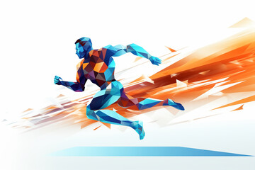 Illustrations of a man running. Fast internet concept.