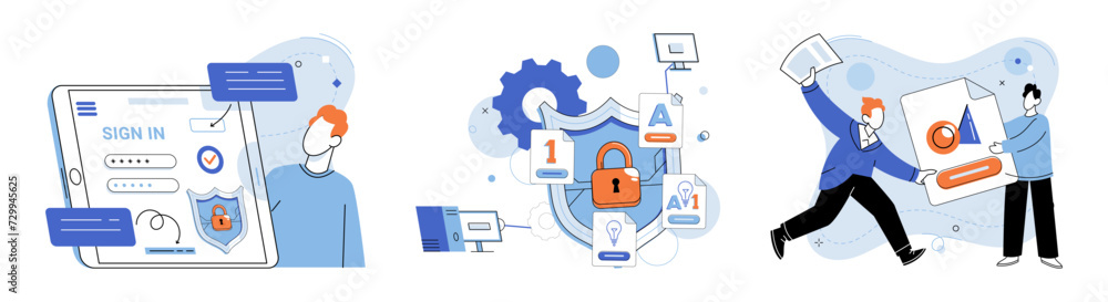Aufkleber personal data protection vector illustration. network security measures are crucial for protecting p