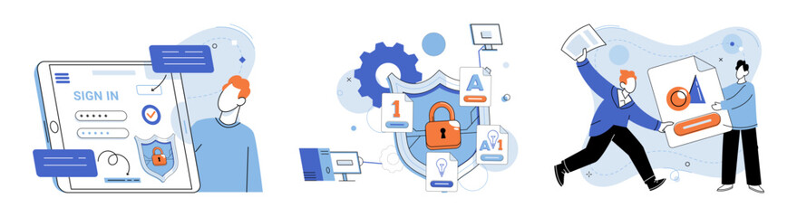 Personal data protection vector illustration. Network security measures are crucial for protecting personal data in cyberspace The personal data protection concept recognizes importance secure digital