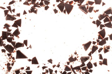 Piece milled dark chocolate on white