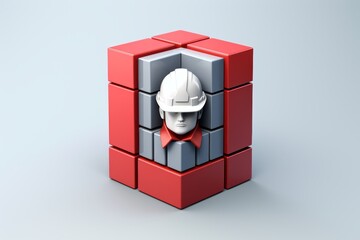 Obraz premium 3D person trapped inside a red gift box cage