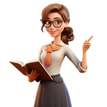 3D Animated Tutor in Simple White Background