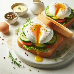 sandwich with smoked salmon eggs 