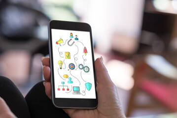 Business strategy concept on a smartphone