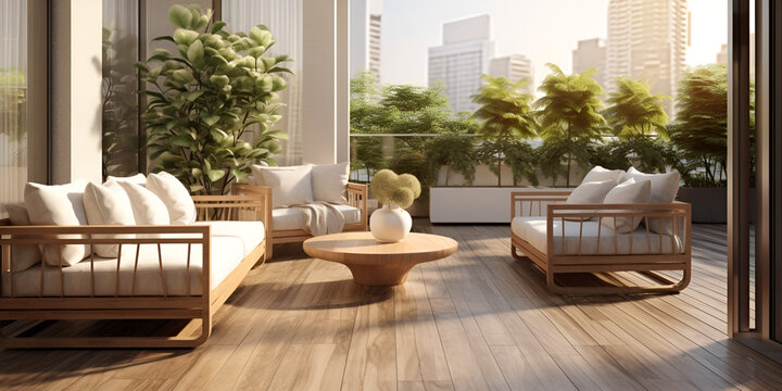 Modern living room with lush green furniture and decor Generative AI
