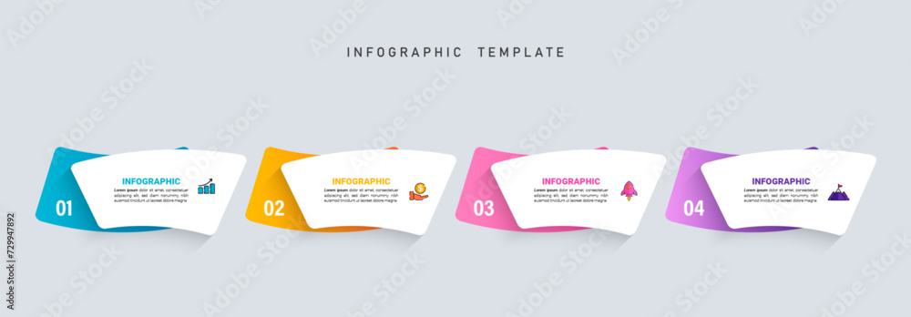 Aufkleber infographic design template business concept with 4 steps vector.