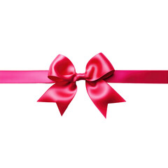 Fototapeta premium Red pink color Shiny satin ribbon isolated on transpalate background
