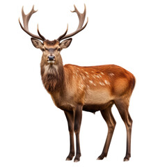 Naklejka na ściany i meble Side view Red deer, animal isolated on transpalate background