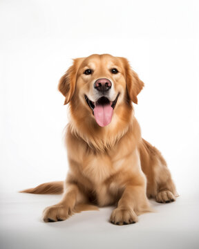 golden retriever dog smiling adorable laying down